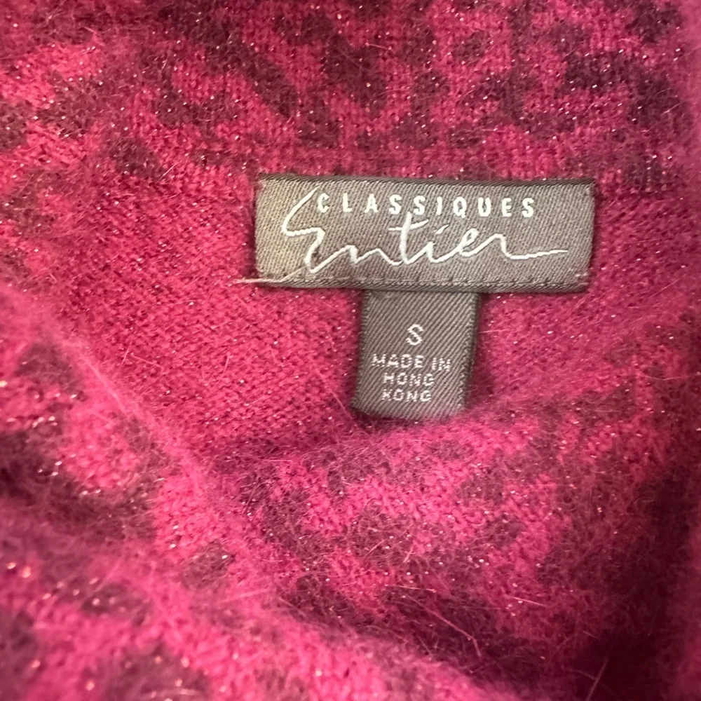 Magenta Lambs Wool Angora Sleeveless Turtleneck Sweater Purple Shimmer Size S - Picture 11 of 14
